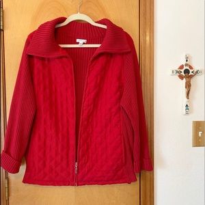 Croft & Barrow Women’s Red Sweater Jacket SZ 2X